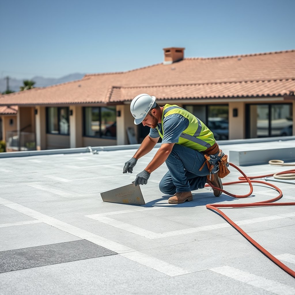 Roofing installation in progress on a residential house in Menifee Riverside County.
