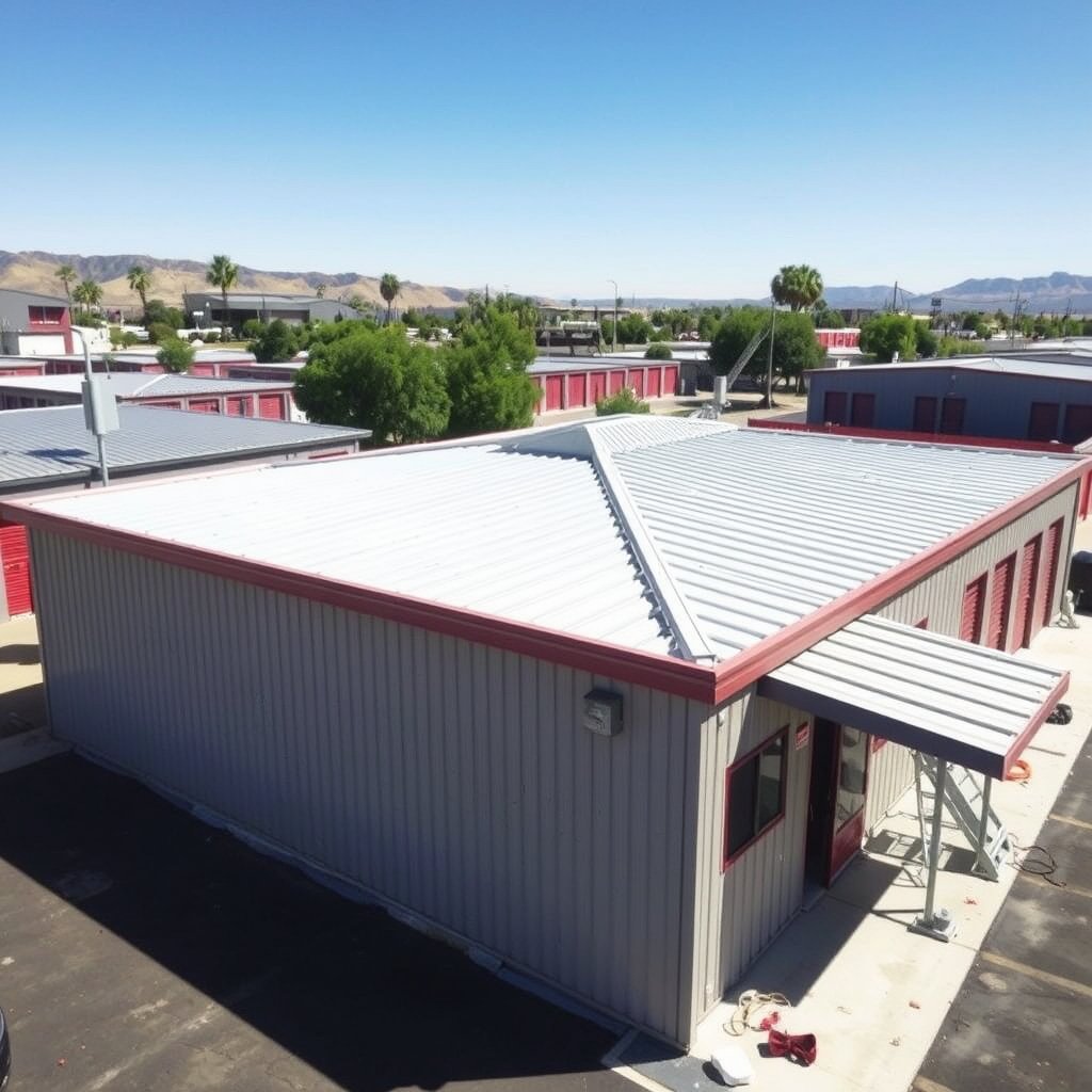 Metal roofing installation on a commercial building in Lake Elsinore Riverside County.