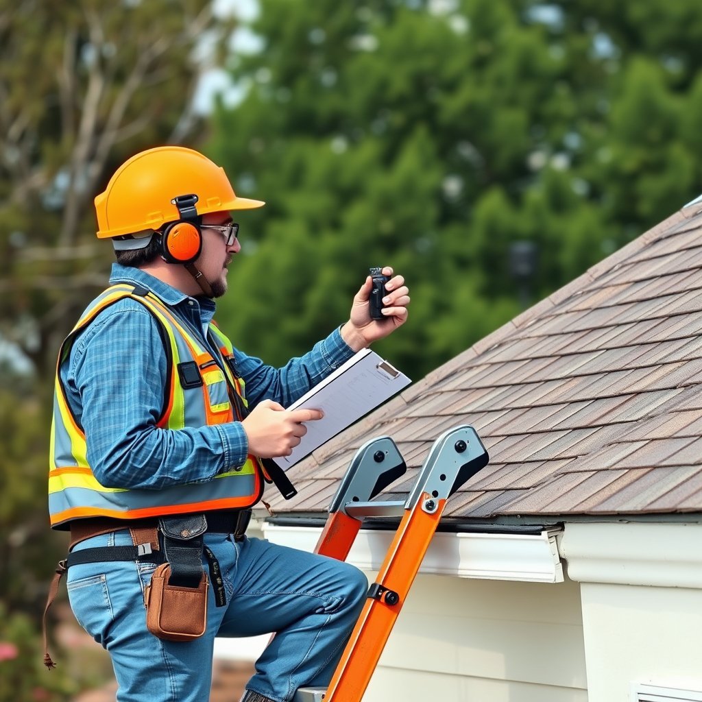 Roof inspection in progress on a residential roof in Temecula, CA by a local roofing professional.
