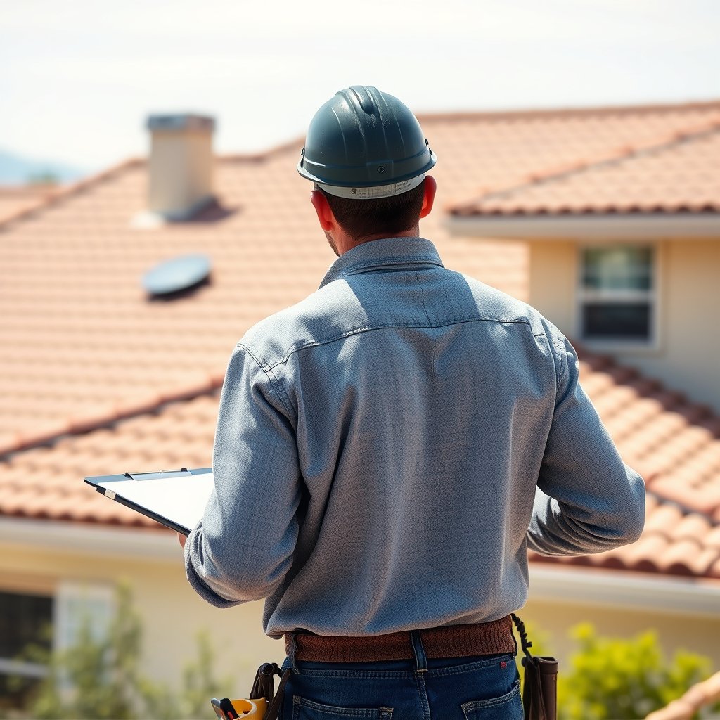 Roof inspection by a professional roofer in Lake Elsinore Riverside County.