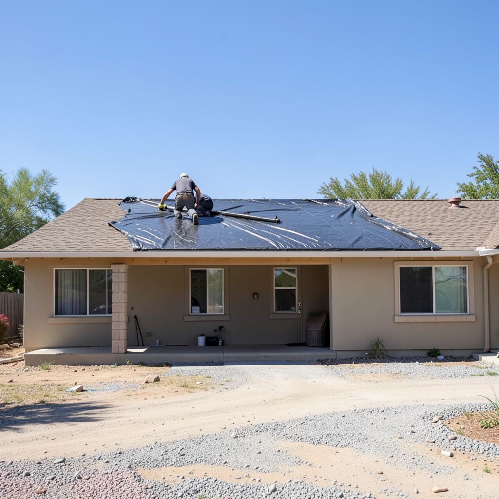 A roofer expertly lays concrete tiles on a single-story home in Temecula, California.