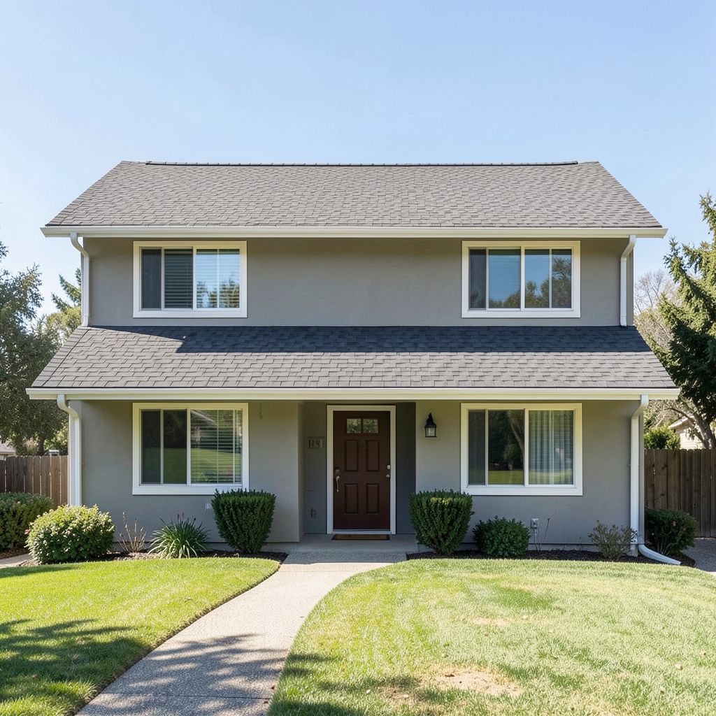 Roofing professional installs weathered wood tone asphalt shingles on a single-story home in Lake Elsinore, Riverside County.