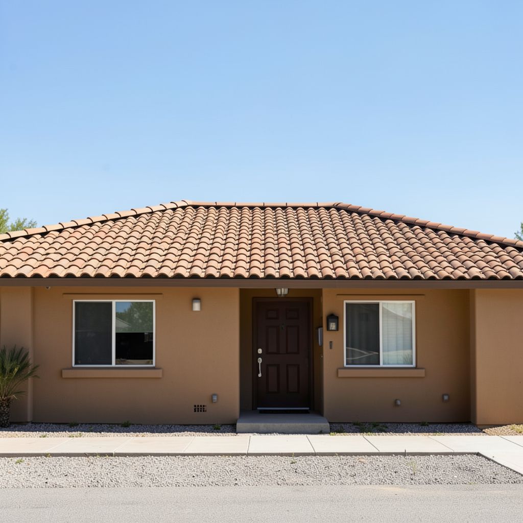 A roofer lays terracotta tiles on a single-story home in Temecula, Riverside County.